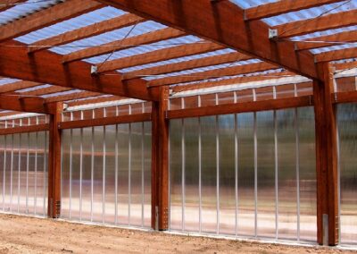 Sun Modul modular system used on a translucent wall application in conjunction profiled polycarbonate roof