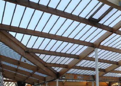 Sun Modul modular system sloped translucent roof with valley and opening section